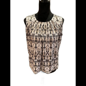 Jones Studio Blouse Size Medium Black &Tan Sleeveless Dressy Chic Stylish Top